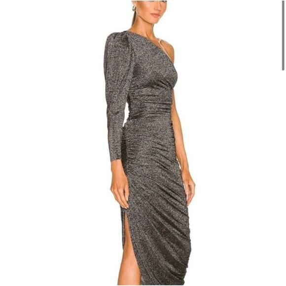 LPA Revolve Roksana Dress in Black Metallic Shimmer size Small - Picture 3 of 10